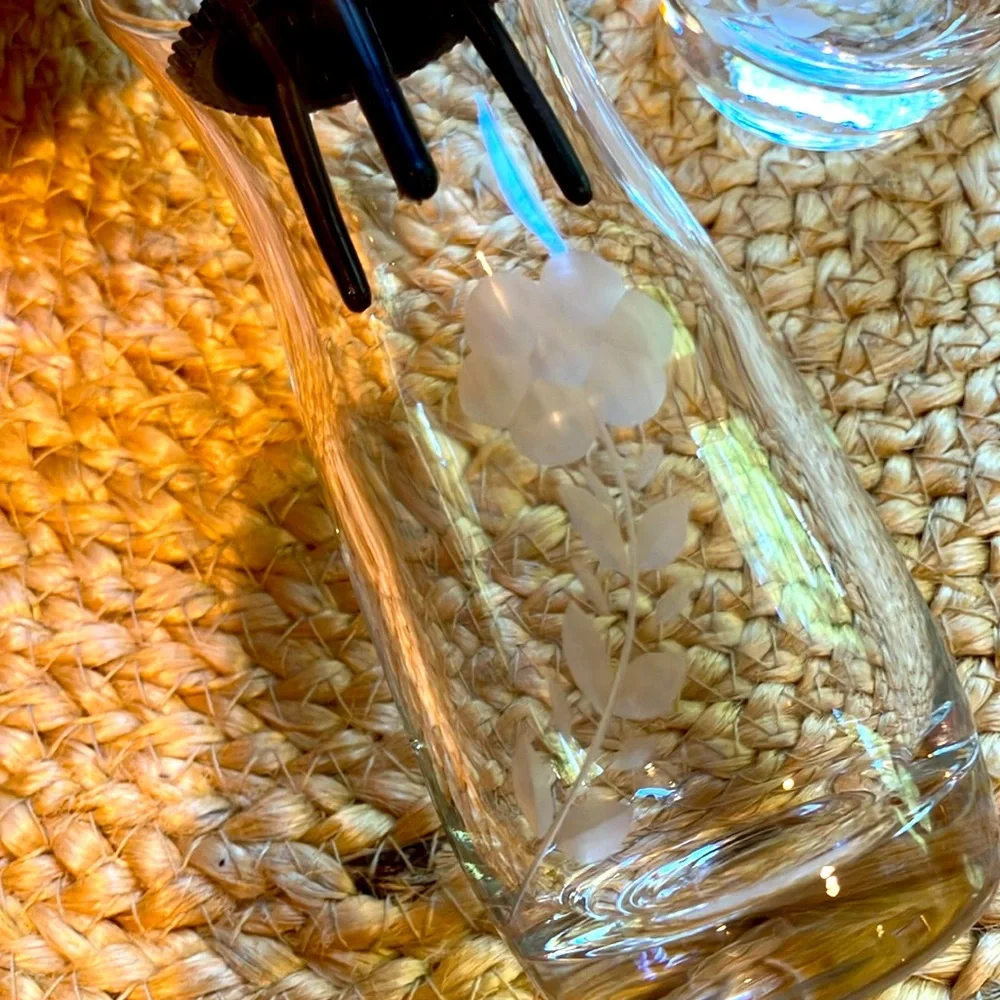 Vintage Etched Glass Salt and Pepper Shakers
